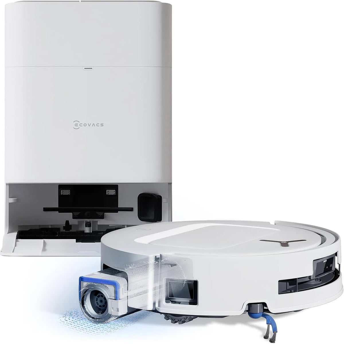 Ecovacs Saugroboter T80, 18.000 Pa, ZeroTangle 3.0, Moppwäsche mit 40-75℃ heißem Wasser, DEEBOT Omni mit Wischfunktion, Weiß