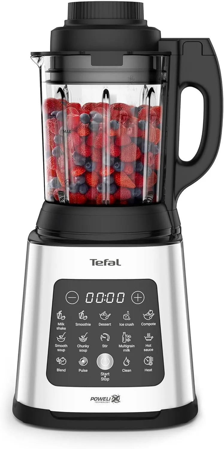 Tefal Standmixer 1400-Watt-Motor BL83SD30, PerfectMix Cook Hochgeschwindigkeits, heiße und kalte Rezepte, inklusive. Dampfkorb, in Schwarz, Silber