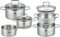 Kochtopf, Edelstahl 18/8, 5-teilig, Set, mit Glasdeckel