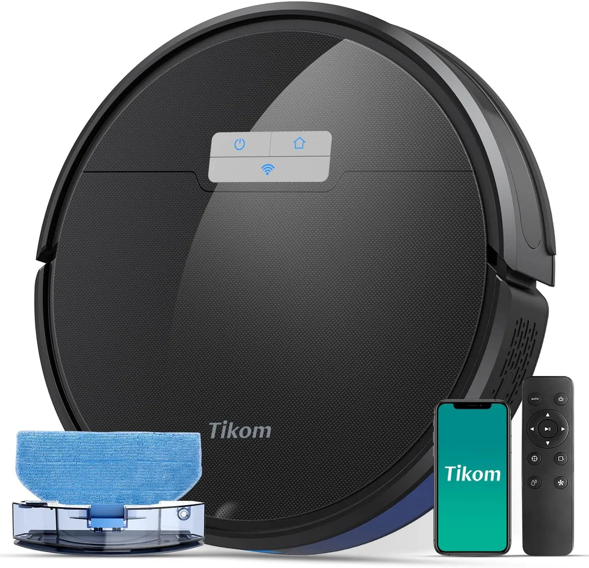 Saugroboter G8000 150Mins Tikom Pro, Tikom Pro mit Wischfunktion 2 in 1, Staubsauger Roboter, 4500Pa Starke Saugkraft Roboterstaubsauger, Max, WLAN