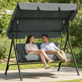3-Sitzer Hollywoodschaukel, Garten-Schaukelbank 193x110x152cm, bis 200 kg Belastbar, Stabil Stahlgestell, UV-Schutz, Anthrazit