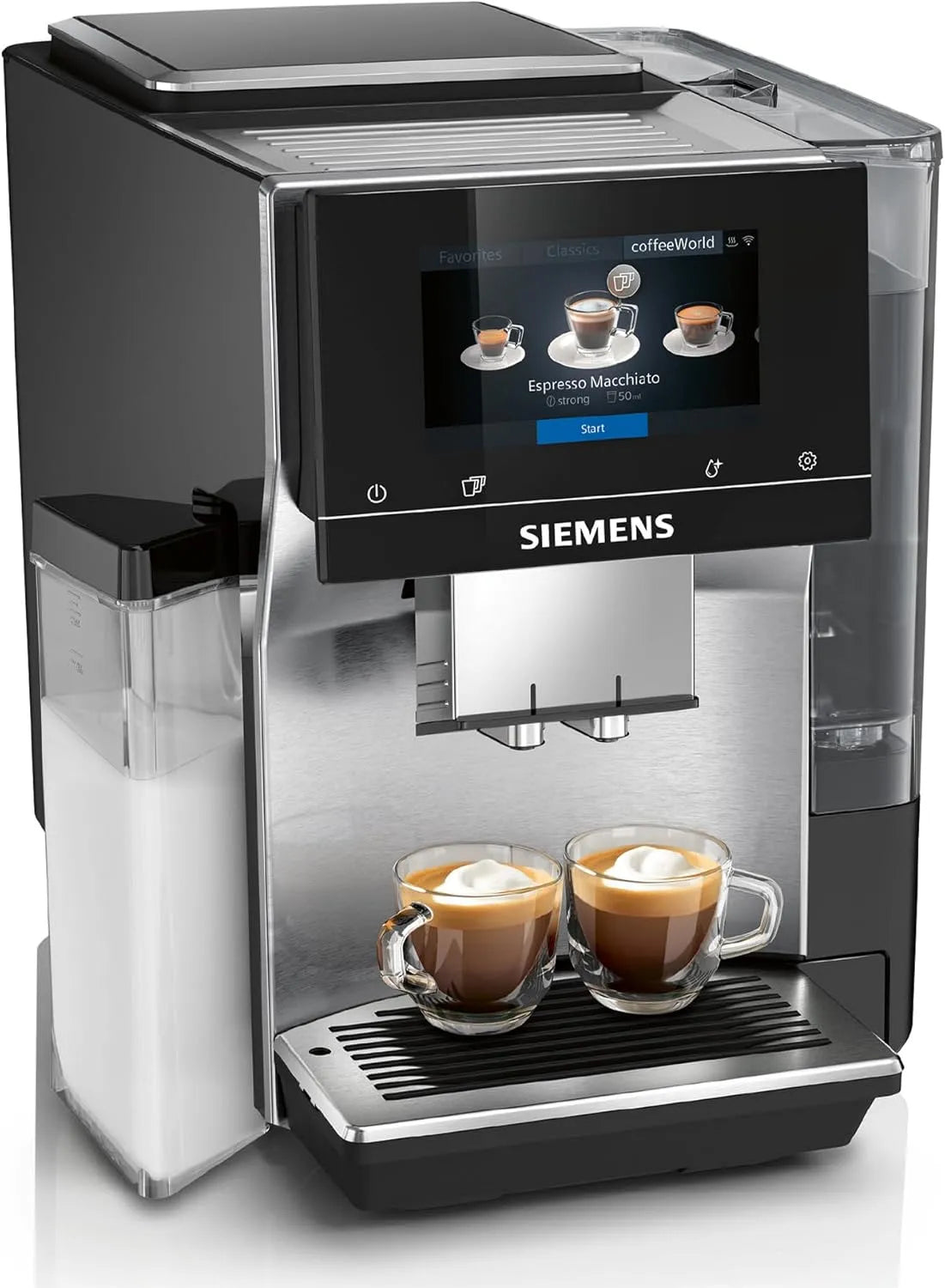 Siemens Kaffeevollautomat EQ700 2-Tassen-Funktion TQ717D03, 36 Heiß- und Kaltgetränke, integral, großes farbiges TFT-Display, Cold Brew