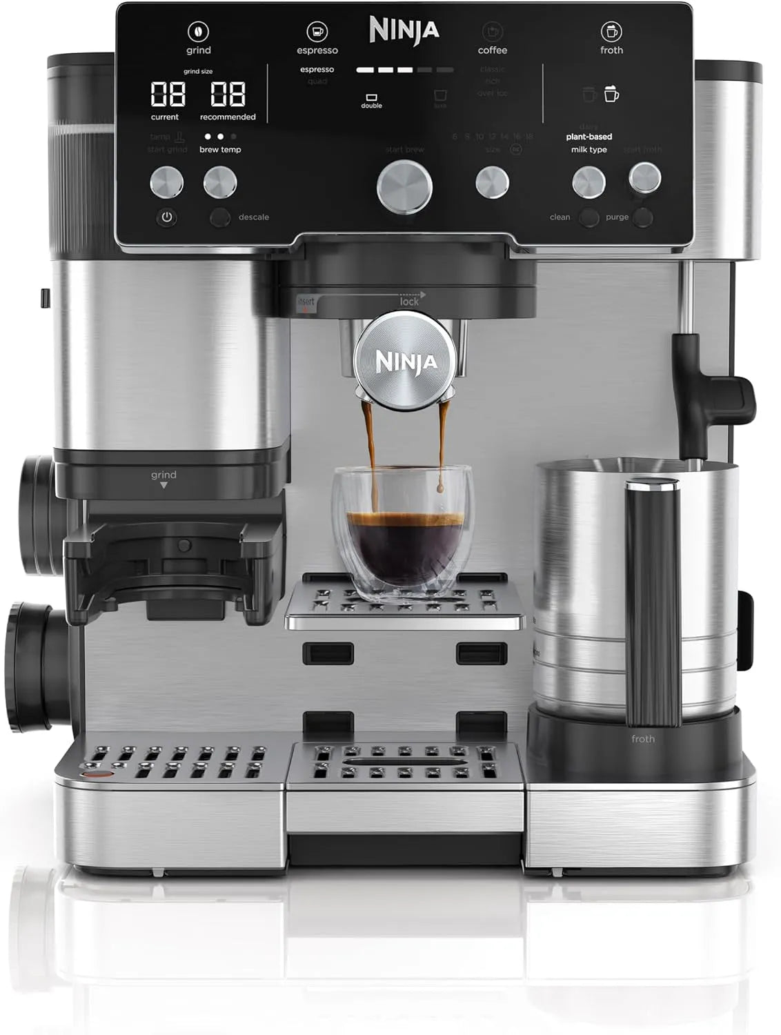 Ninja Espressomaschine, Luxe Café Essential Serie, und Tropfkaffeemaschine, integriertes Mahlwerk, unterstützte Handhabung, freihändiger Aufschäumer