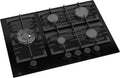 Kochfeld GAG70GLG, 5 flammig, Leistung 3,8kW WOK Brenner, Elektrische 1-Handzündung, Gasline Einbau Gasherd, Glaskeramik Gaskochfeld, Sabaf-Brenner