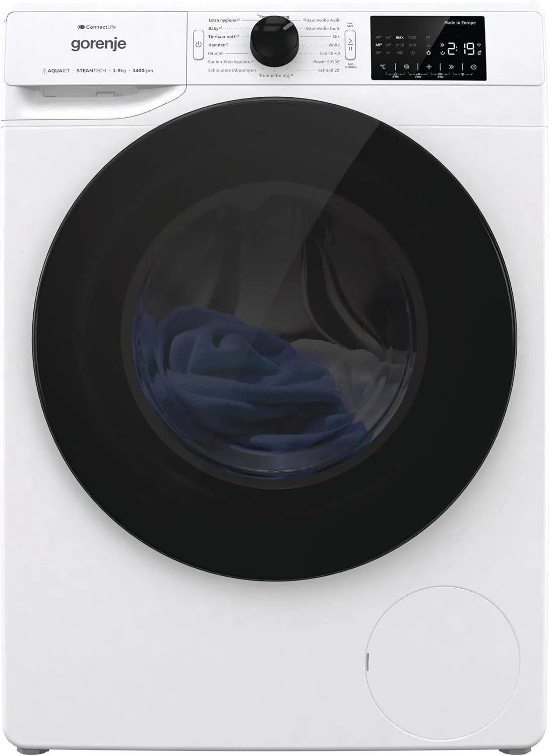 Gorenje Modell, Gewicht 9Kg WPNEI94DA1TS 1400 A-10, 15 Betriebsprogramme, ConnectLife, Totaler AquaStop, ExtraHygiene, Schnell Waschgang, min, EEK: %