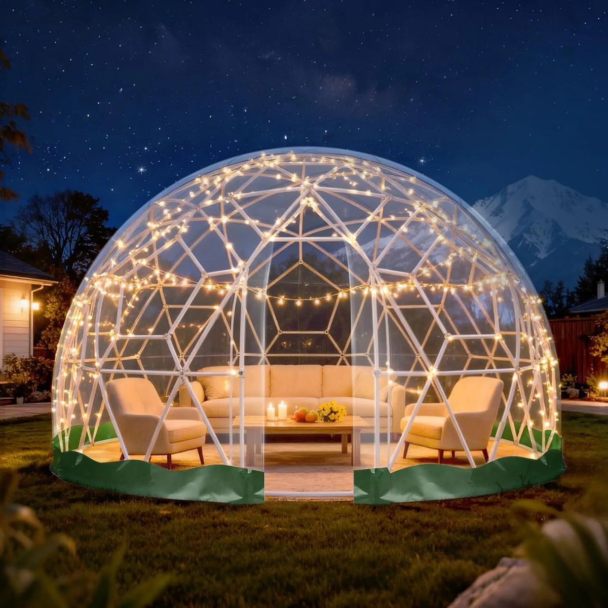 2 Lichterketten Gartenblasenzelt Gartenblasenzelt