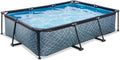 Pool EXIT Toys Stone, Rechteckiger, Leicht Zugänglich, Starker Rahmen, Farbe Grau, Maße 300x200x65cm, Kompakter Rahmenpool mit Kartuschenfilterpumpe