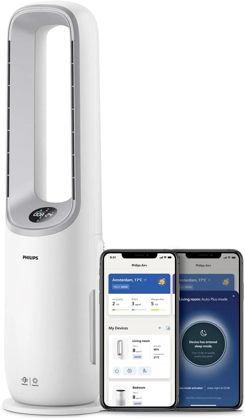 Philips Luftreiniger AMF765/10, Air Performer 2-in-1: und Kühlgebläse, Reinigt 70 m², Intelligente Sensoren, Alexa, App.