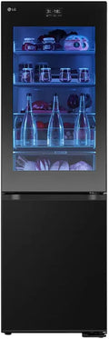 LG Kühl-Gefrierkombination GBG7190CEV, Energieklasse C, Fassungsvermögen 349 L, 59.5 x 67.6 x 186cm ꟷ Essence Black Steel, Touch LCD Display
