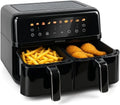 Heißluftfritteuse ASF90, Rapid-Air-Technologie, Duo 9 L I Doppelfritteuse mit 2 Körben à 4,5 L I 10 Betriebsprogramme, Auftauen, Backen