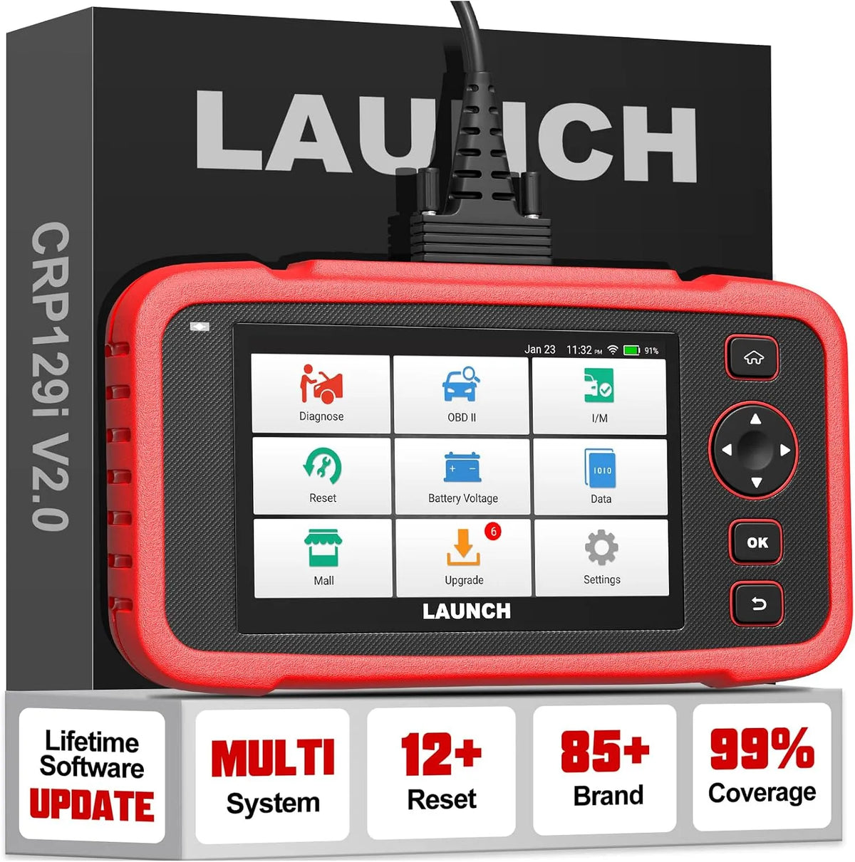 Modell 2.0 diagnosegerät 4 System KFZ Codeleser ENG CRP129i OBD2 LAUNCH, 12+ Reset ABS, SRS, TPMS, SAS, AF, Drosselklappe Reset, Öl, EPB