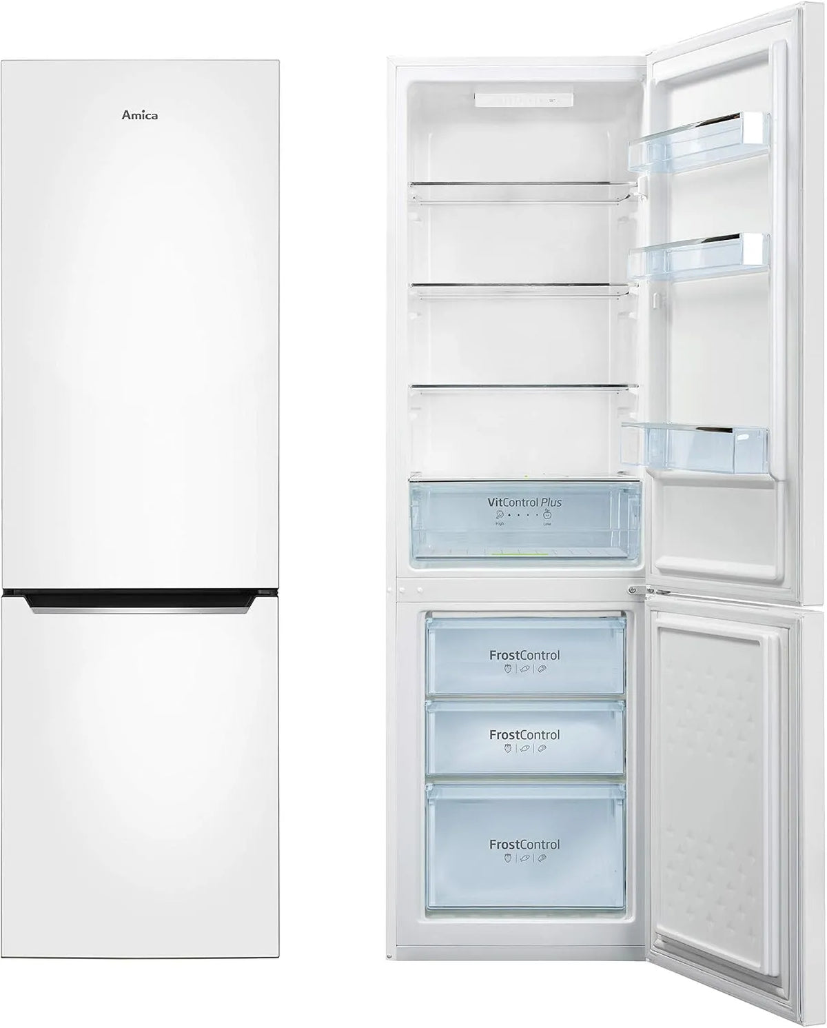 Amica Kühl-Gefrierkombination KGCL 387, Breite 176cm, x 55cm, VitControlPlus Schublade, LED-Display, Leistung 150 W, x 54cm, Superkühlfunktion