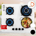 Klarstein Kochfeld, Gasherd, Gaskochfeld 4 Flammig, Edelstahl Gas-Herdplatte Wok Brenner 8000 Watt, Campingkocher mit Glasplatte