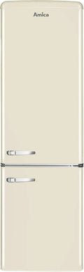 Amica Kühlschrank KGCR 387, 100 B Retro Kühl, Breite 181cm, x 55cm, x 62cm, Gefrierkombination, Coffee Cream, Beige, Retro-Design