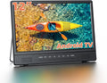 Zoll Tragbarer Smart TV mit Android DESOBRY 12 DVB-T2, 180° Verstellbarer Stand, Mini Fernseher für Küche, Caravan, Camping, HDMI USB AV Kopfhörer