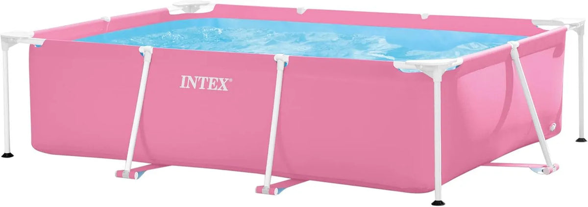 Intex Pool 28266NP, Fassungsvermögen 1662 L, Maße 220x150x60 cm, Stahl und PVC, Aufstellpool Rectangular Frame Rechteckig, Rosa