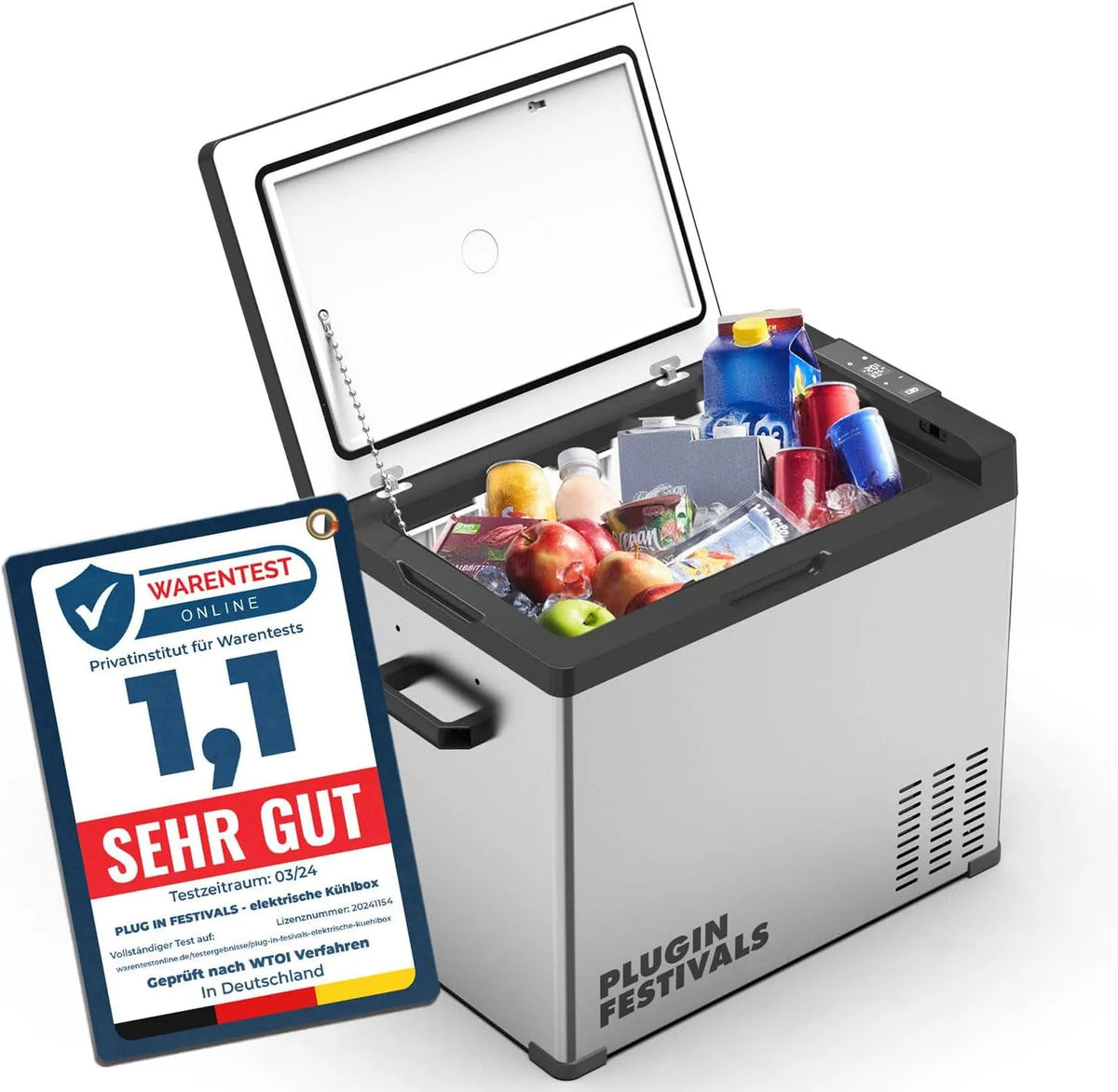 Kühlbox elektrische, Kompressor Gefrierbox bis -20 Grad, Camping Kühlschrank, Spannung 12V 230V, Fassungsvermögen 50 Liter, Auto