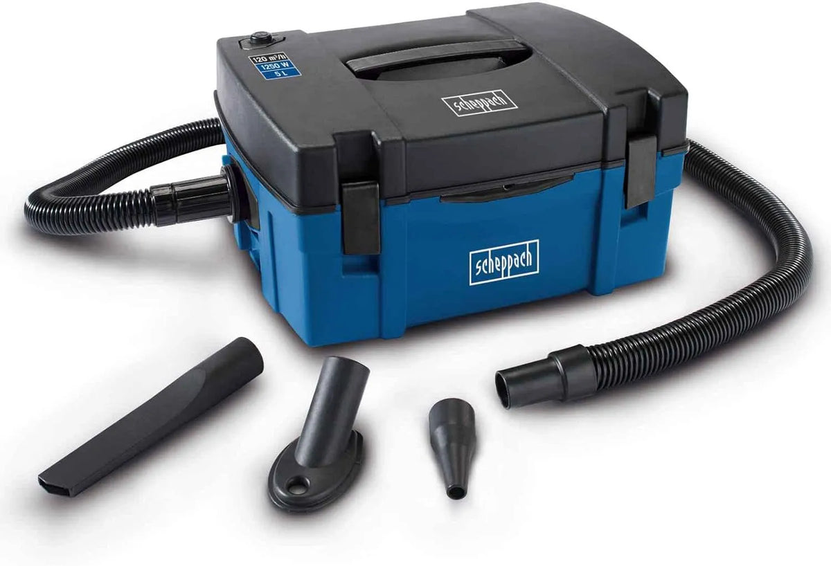 Scheppach Absauganlage HD2P 3in1, Staubsauger mit Ausblasfunktion, Absaugung 1250W, länge 40/2000mm, 120m³/h, Luftleistung 120m³, Füllmenge 5L