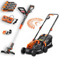 Fuxtec Rasentrimmer 2x20V, Spannung 20V Akku und 33cm Rasenmäher 40V, Rasenmäher mit Schnitthöheneinstellung, Trimer Schnittbreite 25cm