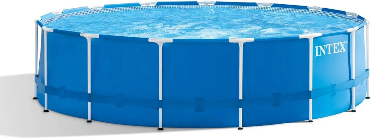 Intex Pool 28236, Ø 457 x 122 cm, Metal Frame Set, Aufstellpool, Zubehör enthalten, Farbe Grau