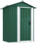 Geräteschuppen vidaXL, Grün 126x97,5x177cm Verzinkter Stahl, Gerätehaus mit Schiebetür, Garten Schuppen für Werkzeuge Poolzubehör Gartengeräte