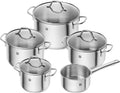 Kochtopf ZWILLING Flow, Unbeschichtet, Set 5-teilig mit Glasdeckel, Induktionsgeeignet, Silber, Edelstahl