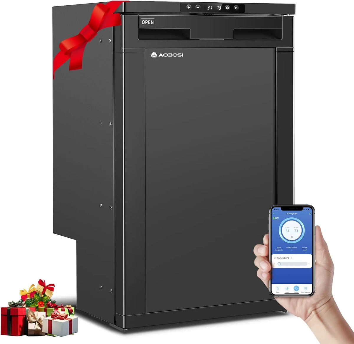 Kompressor, Wohnmobil Kühlschrank mit APP-Steuerung, 12/24V DC, LKW, Reisemobil, bis -20℃ Kühlschrank für Auto, AAOBOSI 83L Kühlbox, Boot