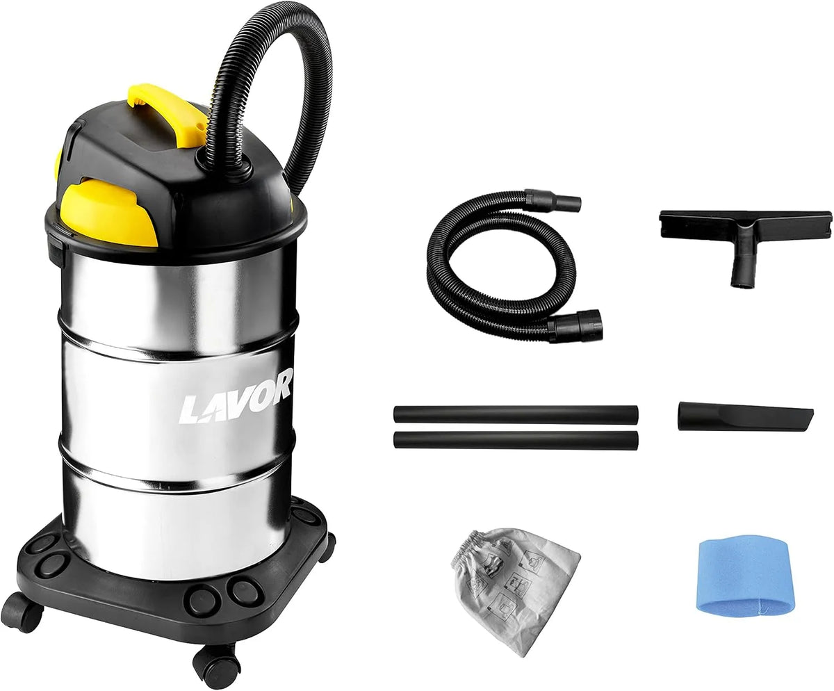 Nass- und Trockensauger VAC 30 S LAVOR, Leistung 1200 W max, 18 kPa, Fassungsvermögen 30 Liter Stahltank