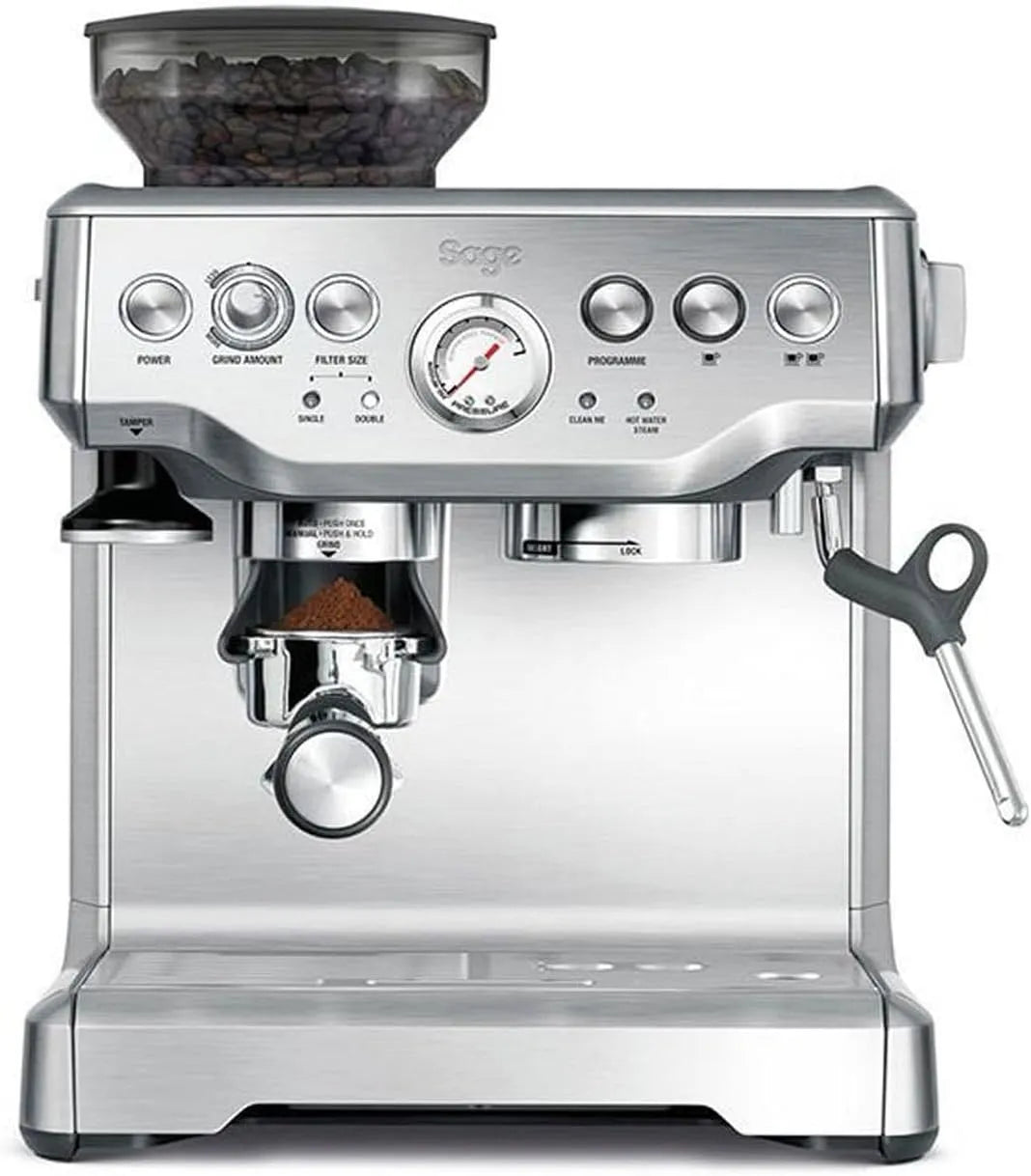Sage Kaffeemaschine, mit manuellem Milchaufschäumer & Mahlwerk, individueller Milchschaum, Gebürsteter Edelstahl, The Barista Express