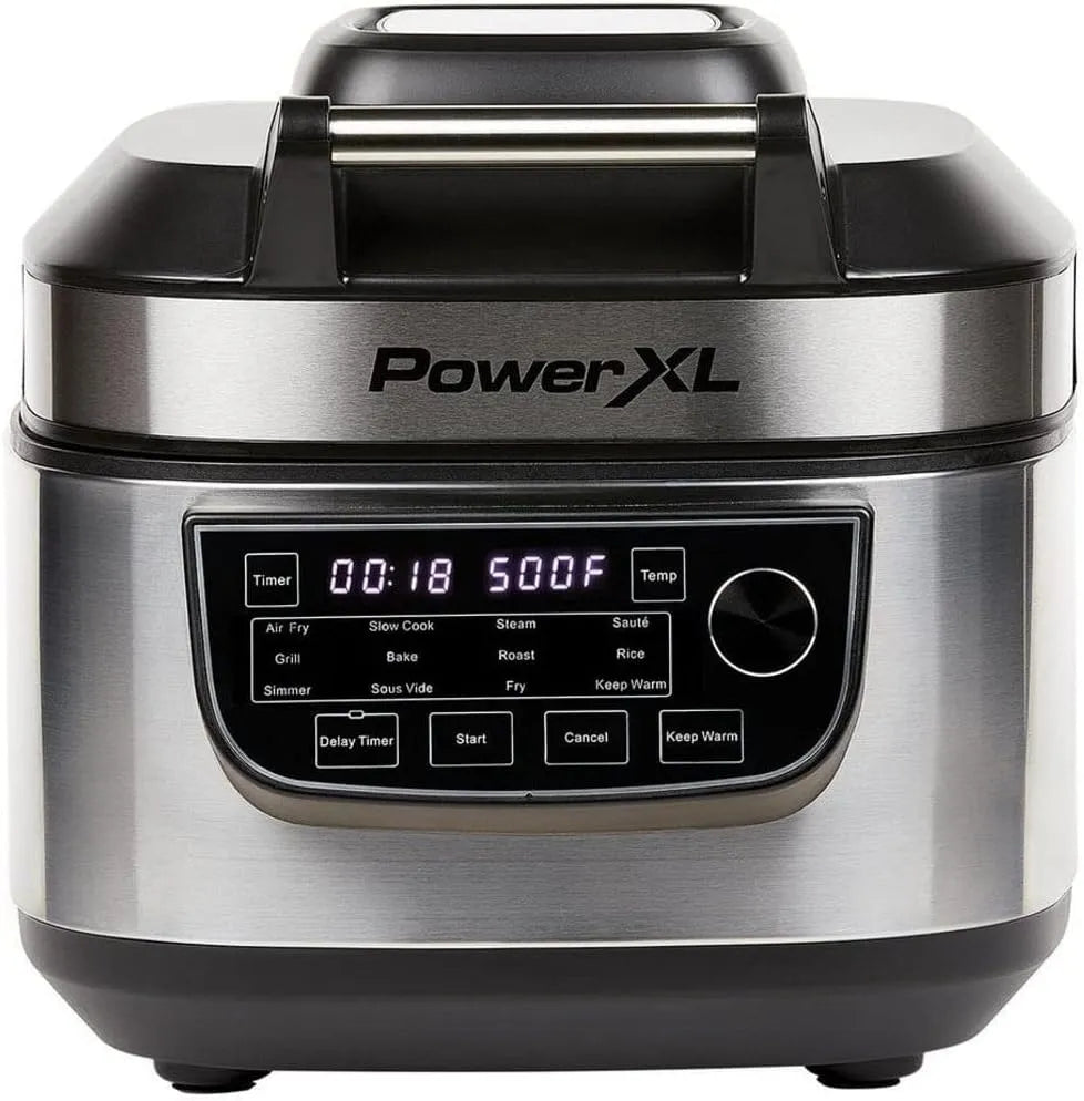 Heißluftfritteuse, PowerXL MultiCooker 12-in-1 Multikocher mit Airfryer- & Warmhaltefunktion, 5,7L Fassungsvermögen, Backofen