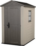 Keter Gerätehaus, Maße 129.5 x 182 x 216.5 cm, Außenmaße, wasserdicht, Outdoor, Factor 4x6, Beige, 4.0m³ Rauminhalt, wetterfest, UV-beständig