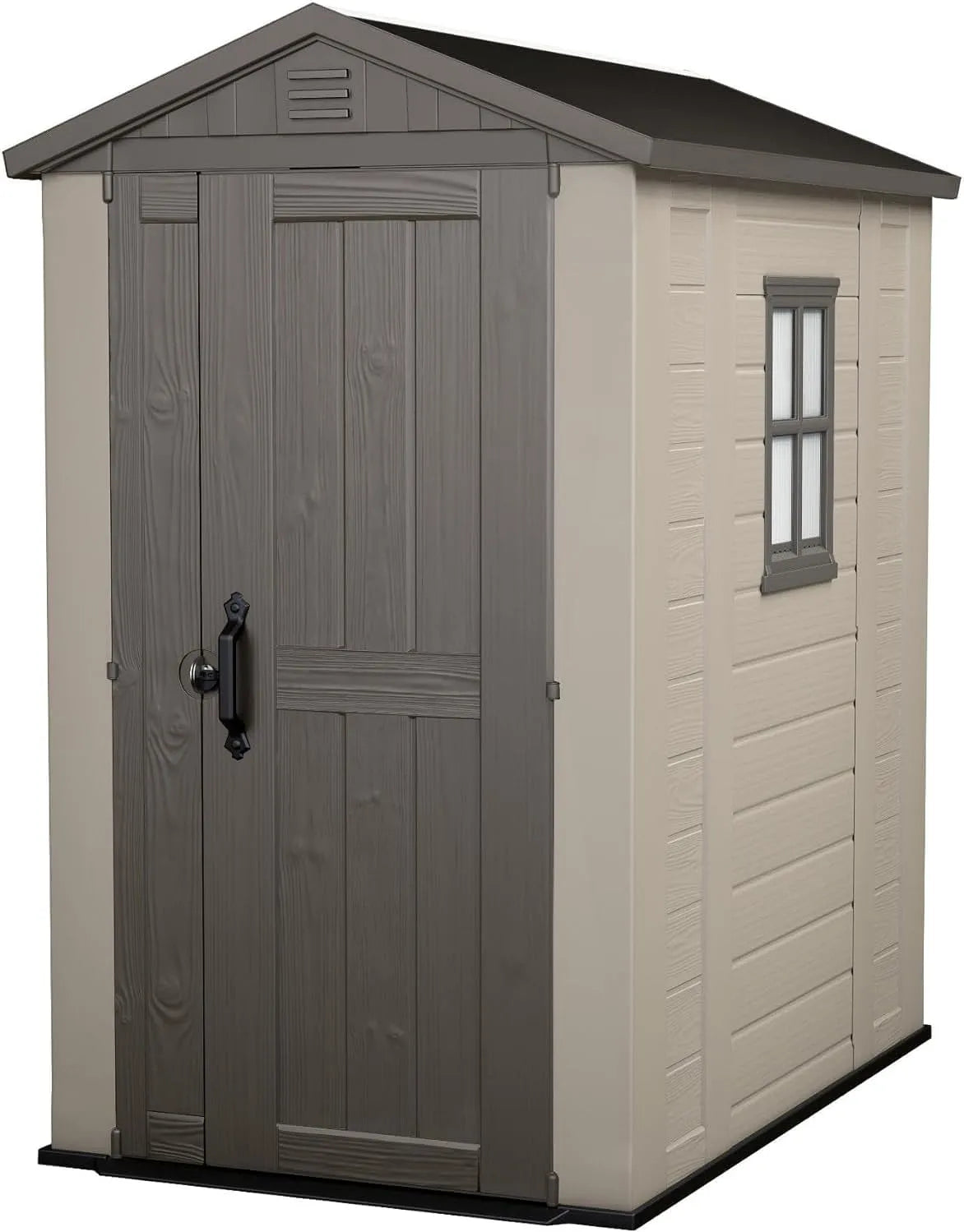 Keter Gerätehaus, Maße 129.5 x 182 x 216.5 cm, Außenmaße, wasserdicht, Outdoor, Factor 4x6, Beige, 4.0m³ Rauminhalt, wetterfest, UV-beständig