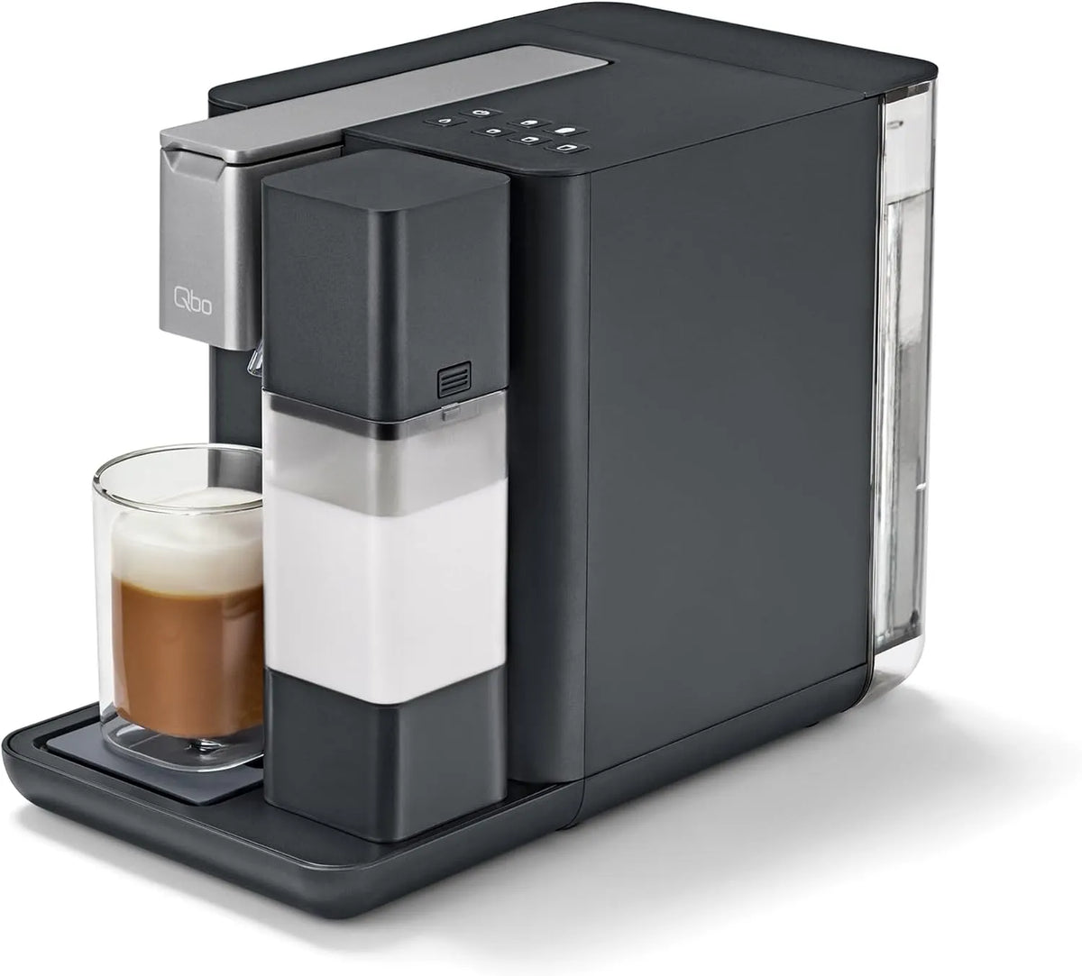 MILK MASTER Kapselmaschine für Cappuccino Tchibo Qbo, Milchschaum auf Knopfdruck mit abnehmbarem Milchtank 300ml, Espresso, Caffè Crema, Caffè Grande