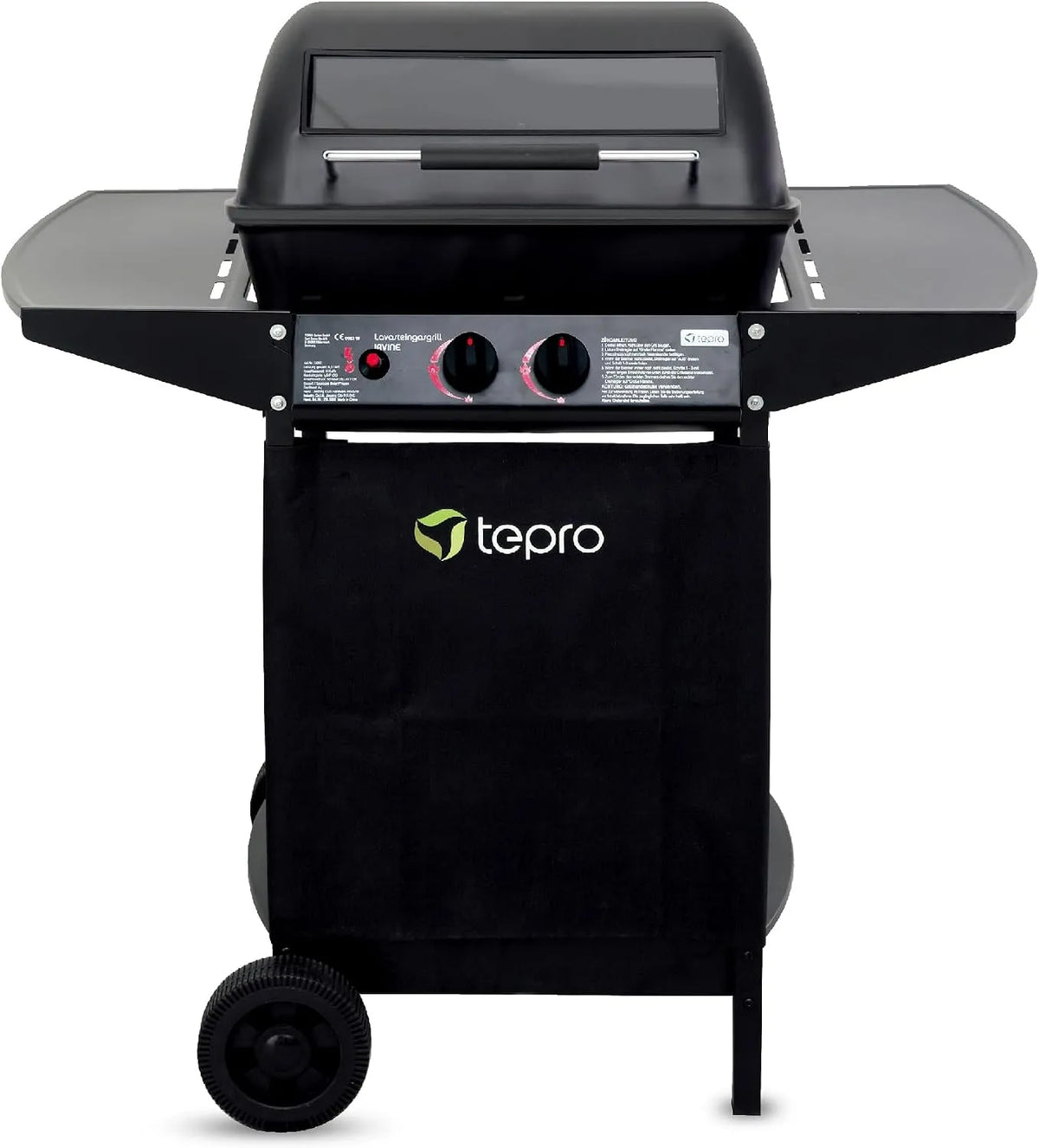 Gasgrill tepro Lavastein, Maße ca. 94 x 51 x 102 cm, inklusive Lavasteine, Grillwagen mit Rädern, Irvine mit max. 5,4 kW Leistung, in Schwarz