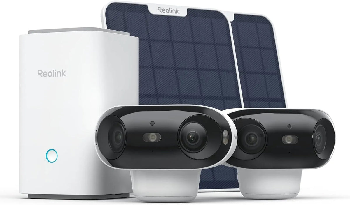 Kamera 8MP 2-Kamera-Set, 4K ColorX-Nachtsicht, Wi-Fi 6, Kabellose IP mit Home Hub, Keine monatlichen Gebühren, 180°-Weitwinkel