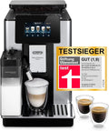 De'Longhi Kaffeevollautomat ECAM612.55.SB, Perfetto mit LatteCrema-Milchaufschäumer, 18 One-Touch-Getränke, PrimaDonna Soul, Silber-in Schwarz
