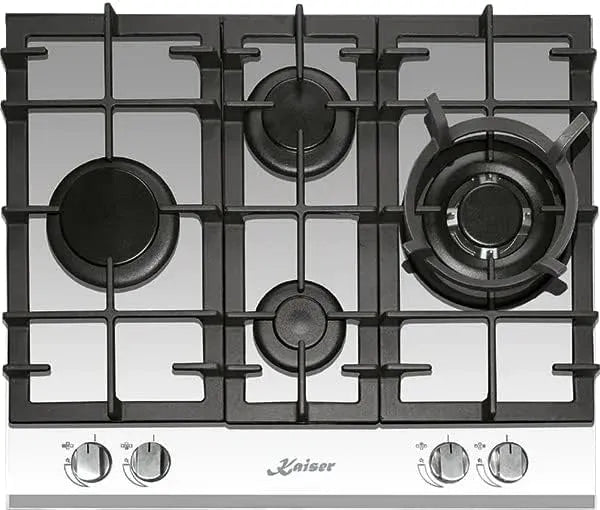 Kochfeld KCG 6394 W Kaiser Gas, Leistung 3,8 KW WOK, Turbo Romb, Einbau Herd, Weiß Glas, Gas auf Glas, Erdgas Fl.Gas