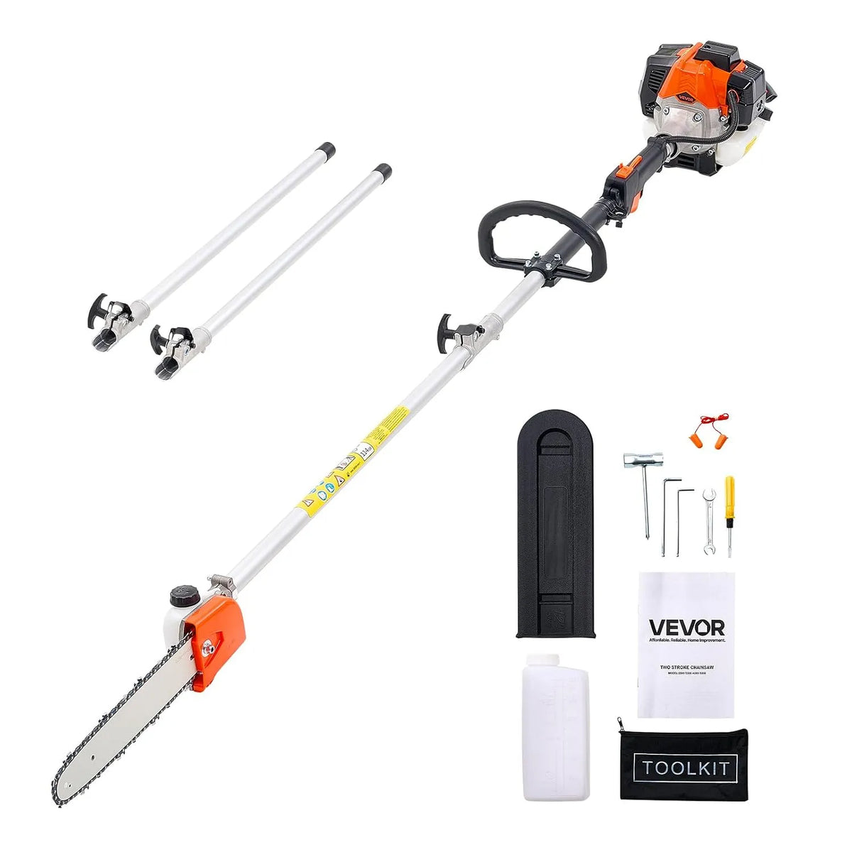 Vevor Motorsäge 25ccm, Benzin-Hochentaster 2-Takt, 30,5 cm Schwert, Fassungsvermögen 650 ml Kraftstofftank