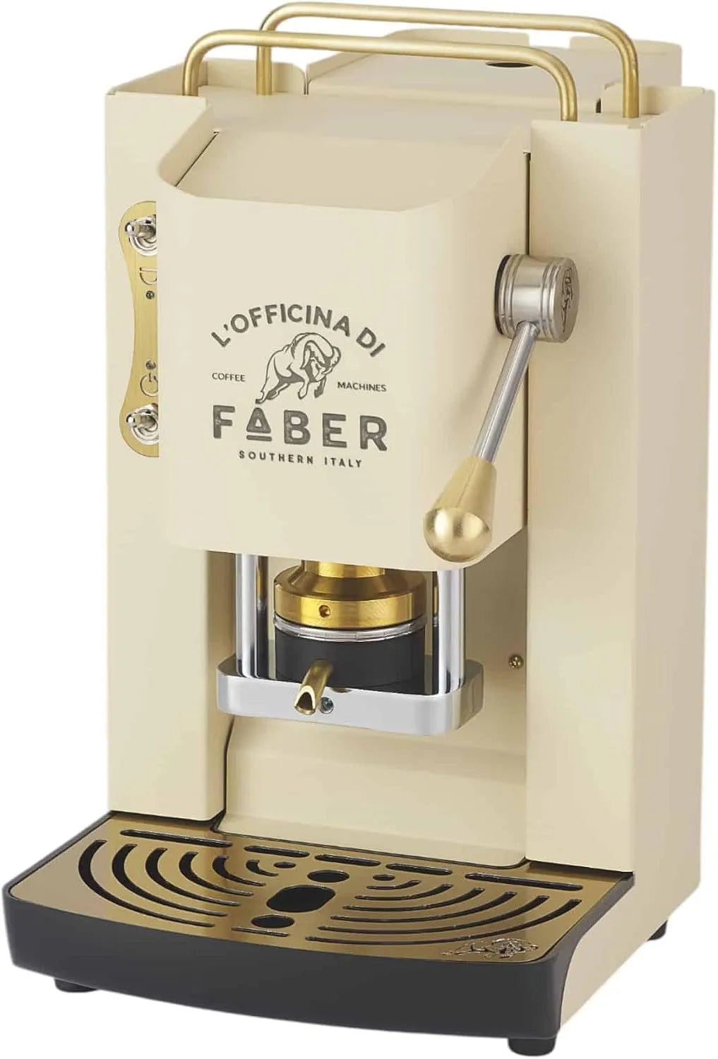 Faber Kaffeemaschine, COFFEE MACHINES, Messing-Finish, Standard-Magnetventil, für 44 mm ESE-Pads, Modell Pro Deluxe