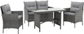 Sofa 2er-Sofa, mit 2 Sesseln 2er, SVITA Dallas Gartensitzgruppe Polyrattan 4-teilig Outdoor Set, Esstisch Wetterfestes PE-Rattan Stahlrahmen