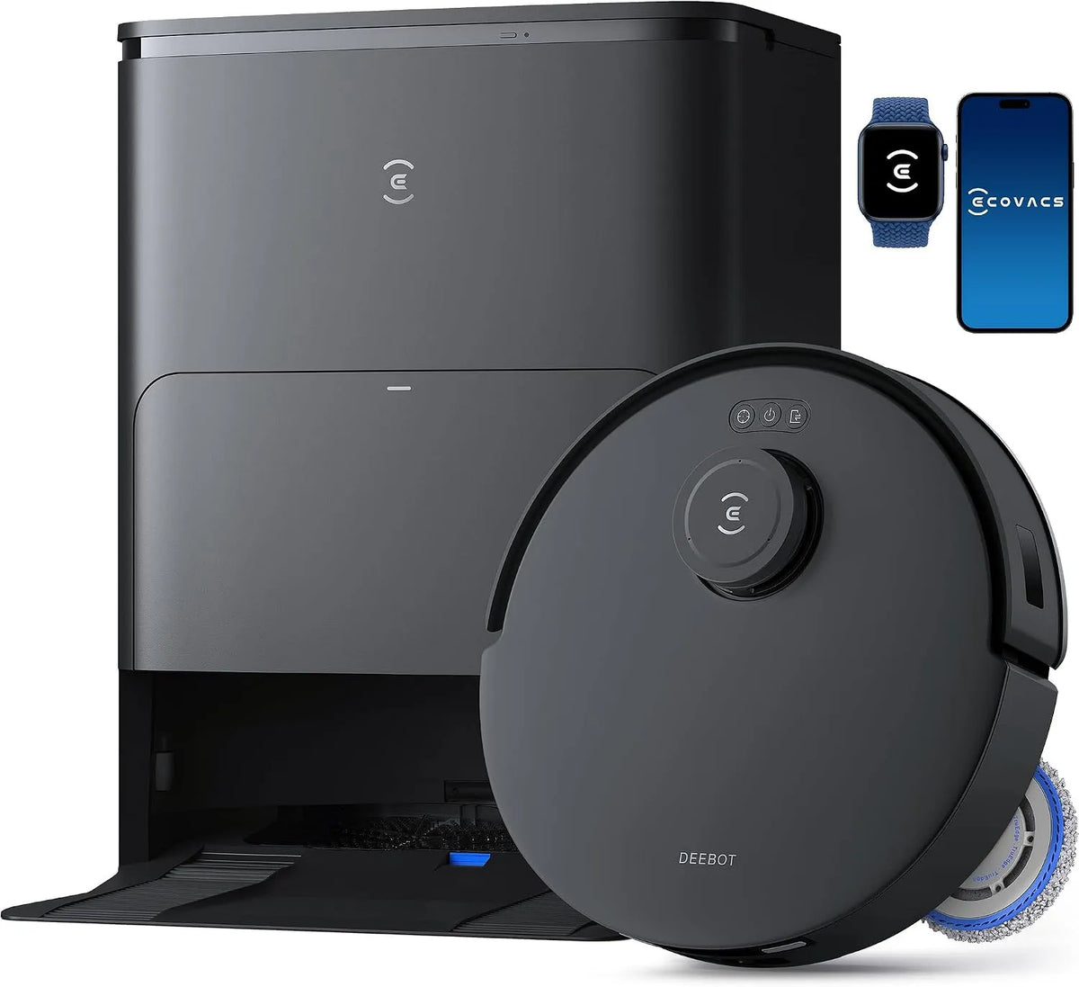 Ecovacs Saugroboter T30S, DEEBOT PRO mit Wischfunktion, 6.400mAh Batterie, TruEdge Kantenwischen, 11.000 Pa, 70°C heißes Wasser Wischen beim Waschen