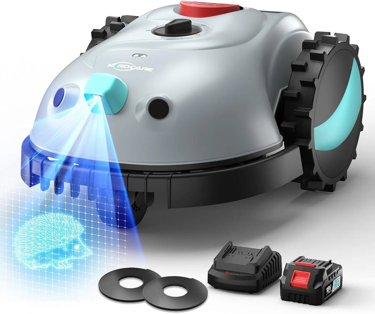 Rasenmäher V100, 150 Hinderniserkennung, YARDCARE Mähroboter ohne Begrenzungskabel, Akku Roboter mit Graskamm, 2026 Upgrade, mit Vision Navigation