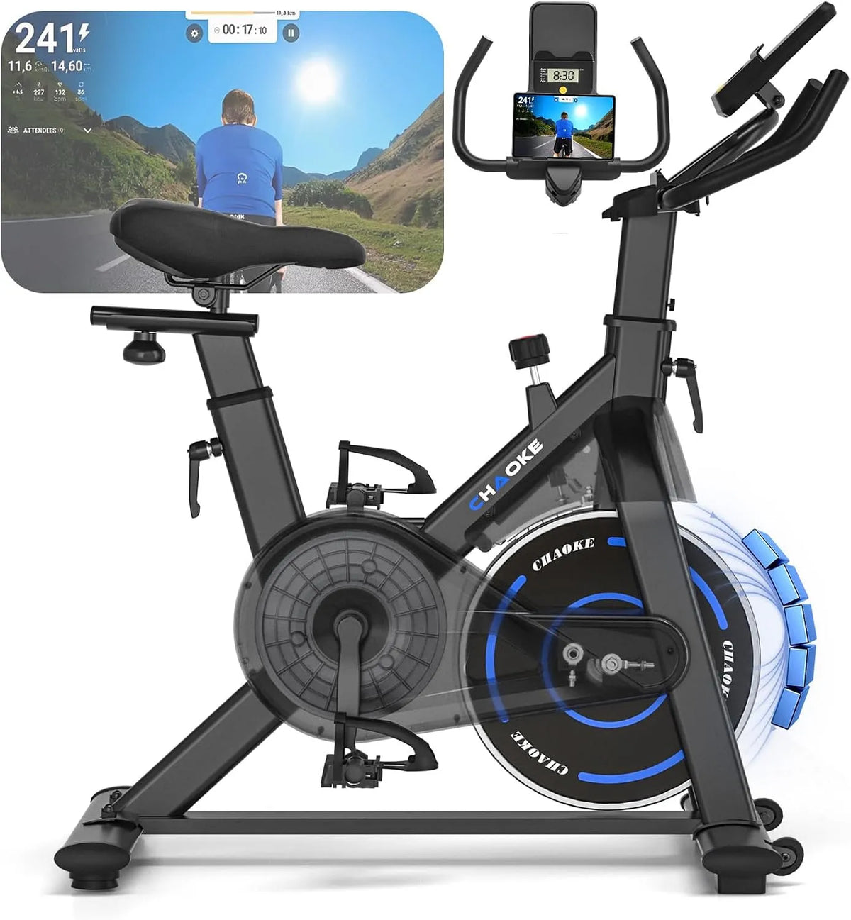 Fahrrad Upgrade, Heimtrainer F, Bis 150KG, Heimtrainer mit APP, CHAOKE Hometrainer, Leises, Stufenlos Einstellbares Magnetsystem