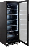 Kühlschrank GK-360BB, Getränkekühlschrank, Flaschenkühlschrank mit Glastür & LED, für Gastronomie, Fassungsvermögen 360 L, abschließbar