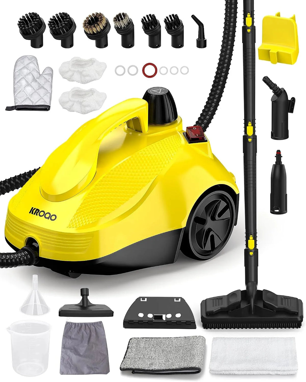 Dampfreiniger, mit 23 Zubehörteilen und 5 Meter Netzkabel für die Reinigung von Öfen, Teppichen, Sofas, Polstern, Spielzeug und glatten Böden.