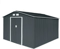 Gerätehaus S300 Metall, XXXL 277x319x192cm Geräteschuppen Garten Schuppen Gartenhaus Satteldach Anthrazit Dunkelgrau