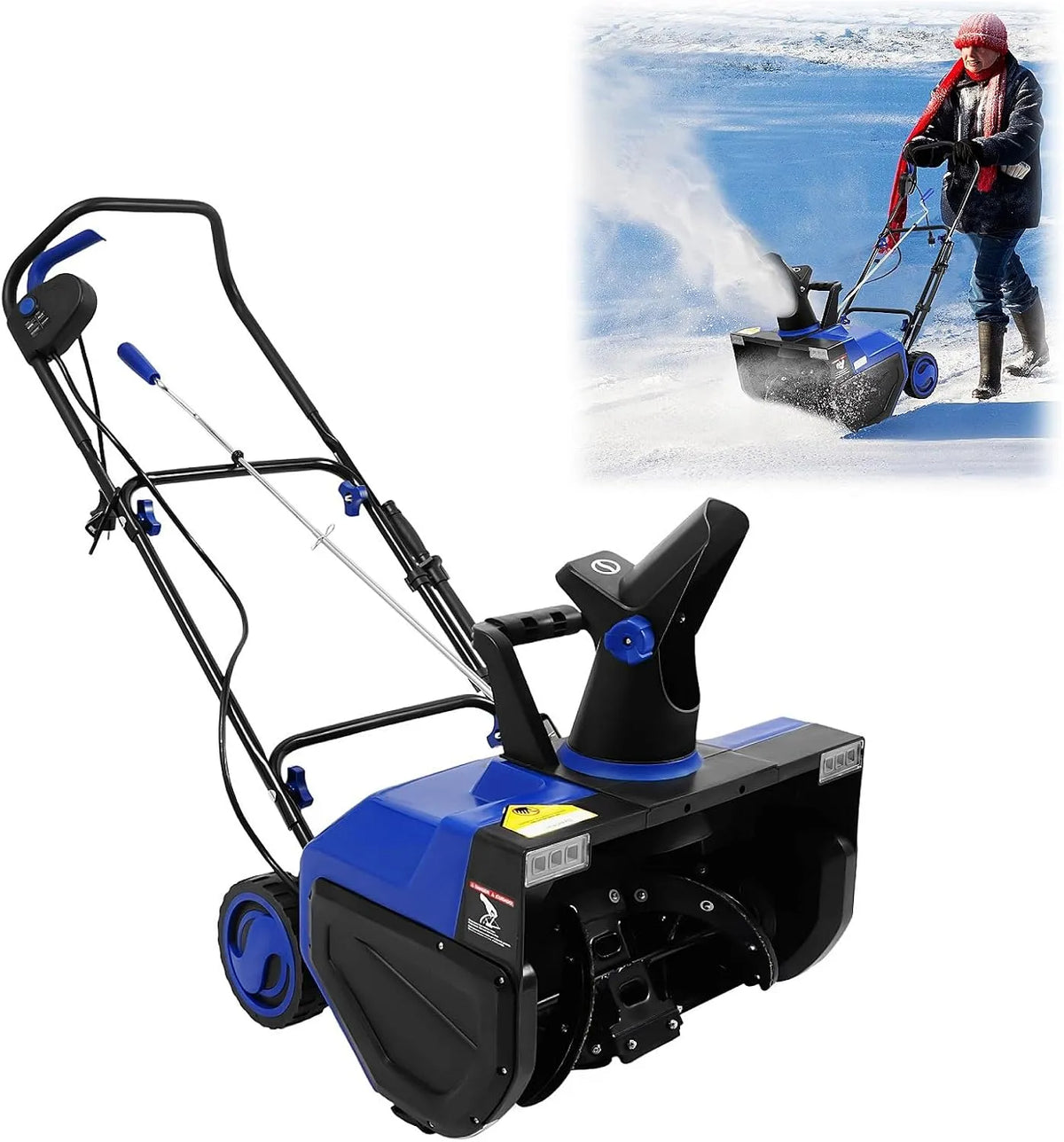 Schneefräse, mit 180° Schneewerfschirm 2400W Schneefräsen für Schnee, mit 2 LED Leuchten 7,6m Wurfreichweite & 60cm Räumbreite Kehrmaschine