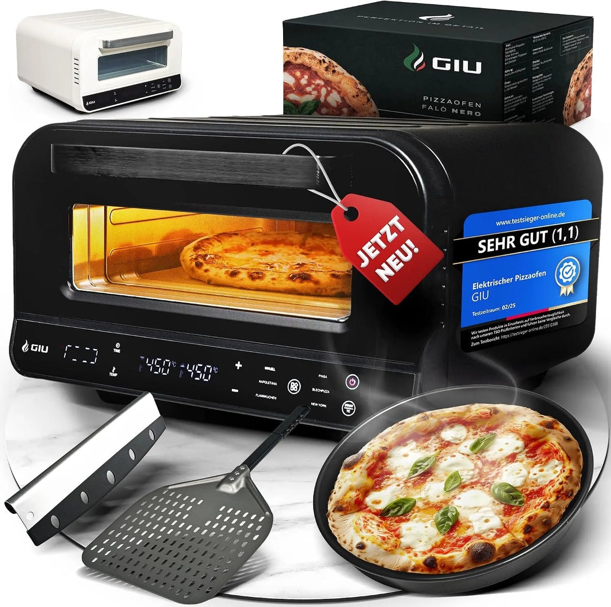 Backofen, GIU Elektrischer Pizzaofen, Genieße Steinofen-Geschmack Zuhause, Über 400 Grad FusionHeat-Tech, Electric Oven
