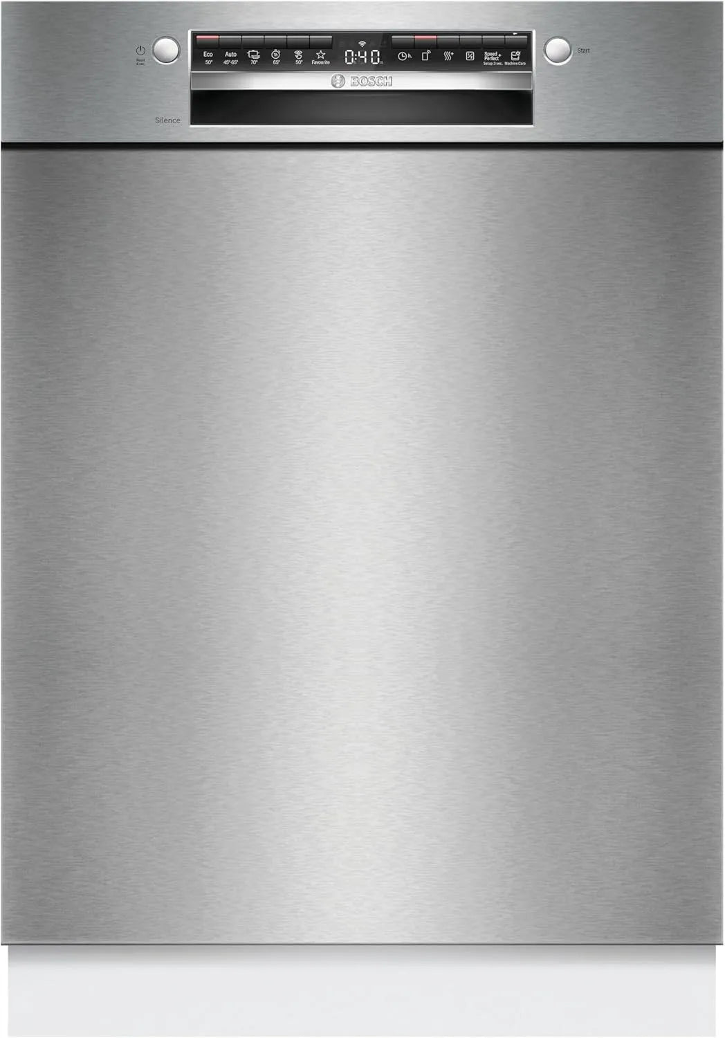 Bosch Geschirrspüler SMU4HTS00E, unterbaufähige Spülmaschine mit ckkorb, Gebürsteter Stahl, Vario Flex Körbe, Home Connect, Serie 4, 60 cm breit