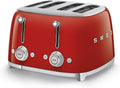 Smeg Modell TSF03RDEU, 4 Fächer für 4 Scheiben, 2 Krümelbehälter, Abtau- und Bagel- Funktion, Rot, Toast 4x4, 6 Stufen vergoldet, Leistung 2000W